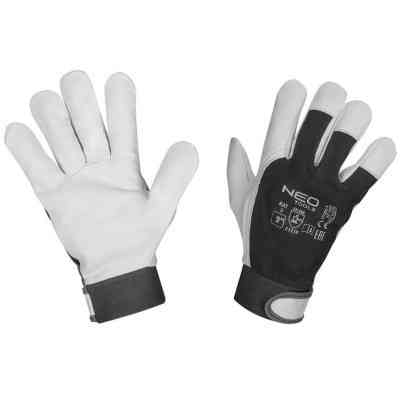 Защитные перчатки Neo Tools козья кожа, фиксация запястья, р.9, черно-белый (97-655-9) Винница