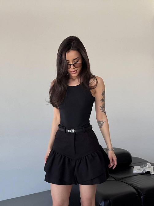 Жіноча трендова спідниця  з кокеткою-баскою джинс-котон Одеса - фото 6