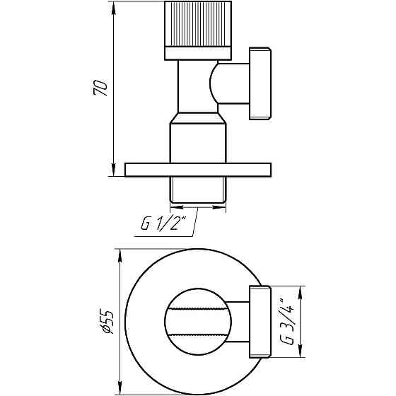 Кран шаровый угловой SOLOMON 1/2″х3/4″ A7032 (000009201) Киев