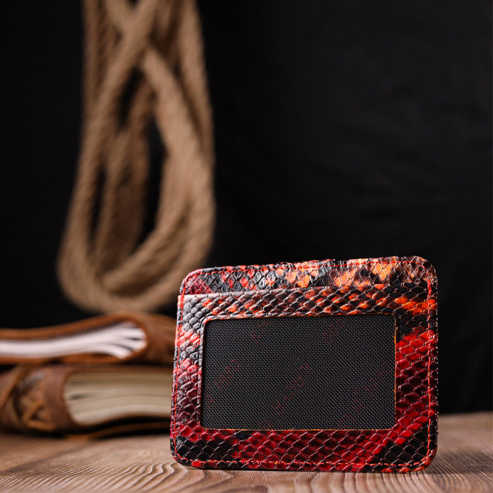 Візитниця з натуральної фактурної шкіри під змію KARYA 20964 Різнокольоровий Київ - фото 9