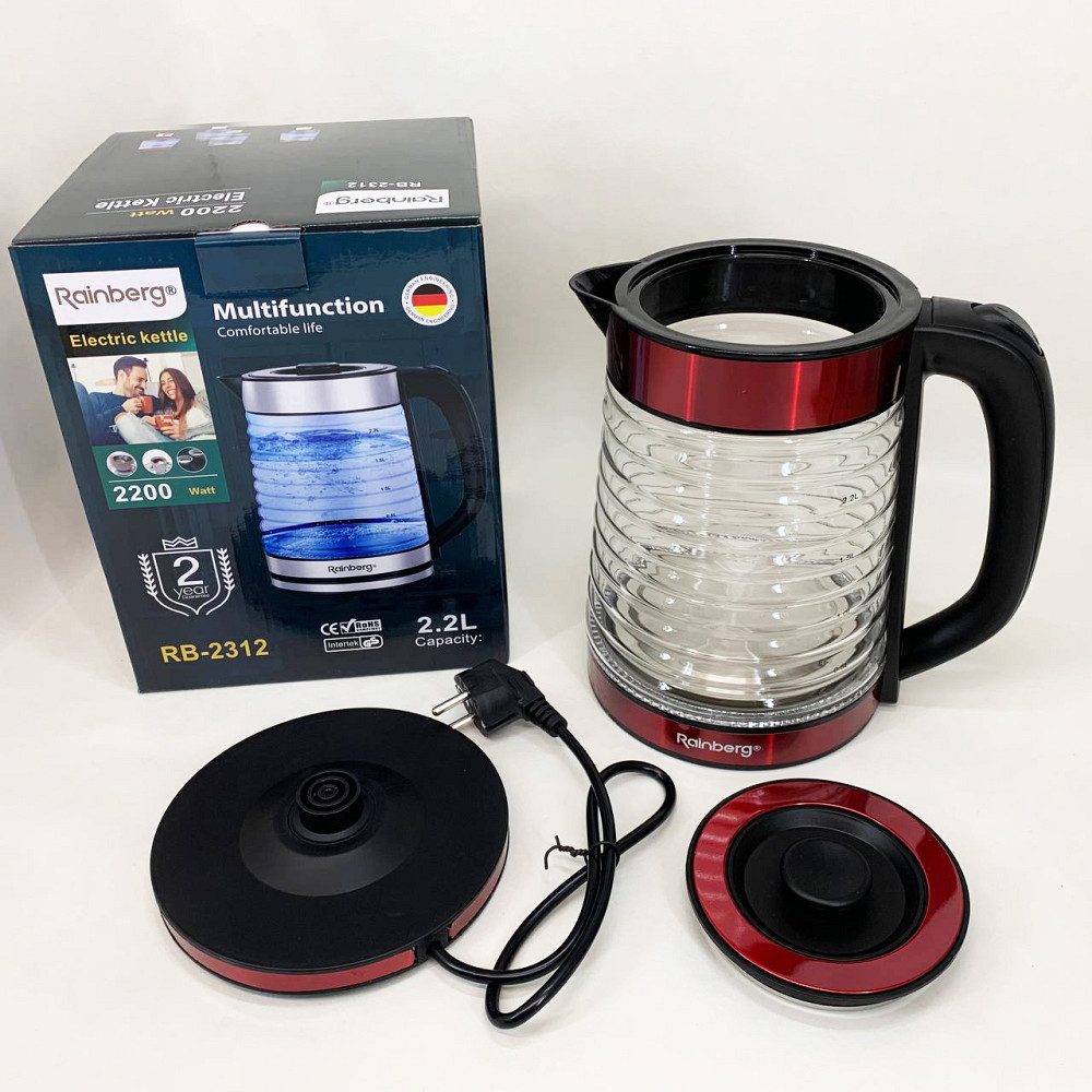 Електрочайник з підсвічуванням надійний Rainberg RB-2312 2.2л 2200Вт, Електрочайник фірмовий PC-44 Івано-Франківськ - фото 5
