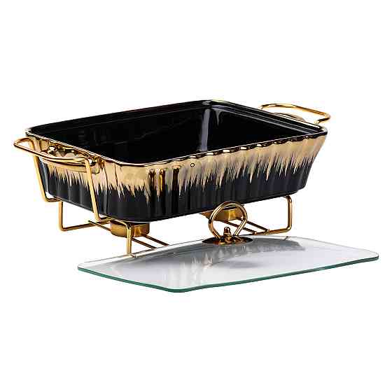 Настільний марміт для підігріву других страв 1,5-літровий квадратний порцелянаовий марміт HP1047 Київ