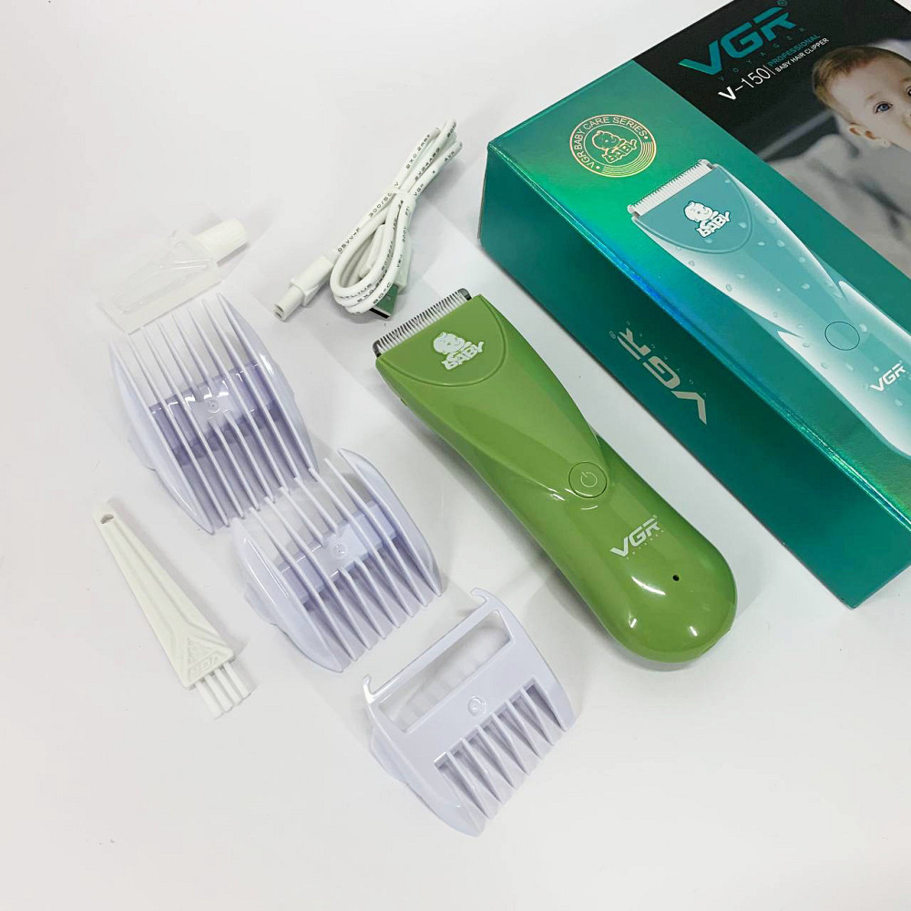 Дуже тиха бездротова машинка для стрижки волосся дітей VGR V-150 з насадками. Колір: зелений SH-62 Івано-Франківськ - фото 7