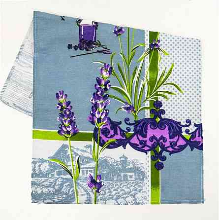 Кухонний рушник рогожка з петелькою та принтом lavender with perfume 35х61см 180г/м2 (Лавандовий) Суми