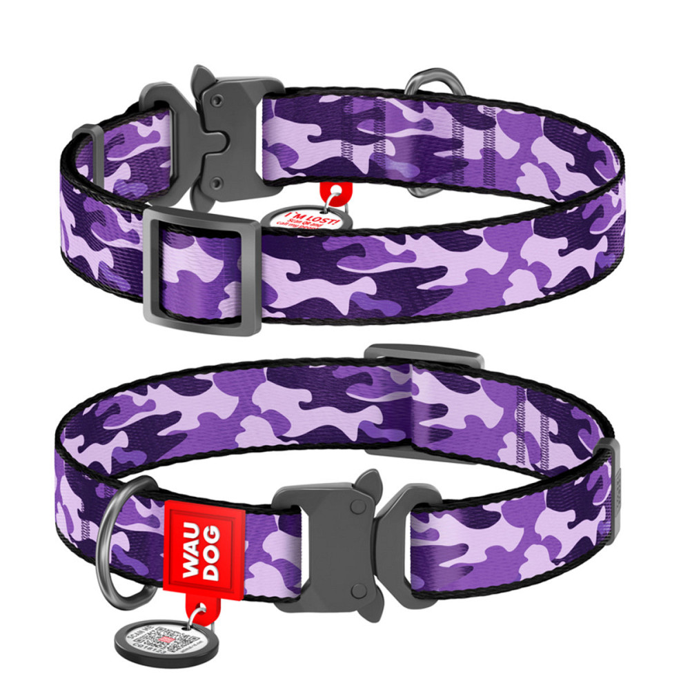 Ошейник для собак нейлоновый WAUDOG Nylon с QR паспортом, рисунок 