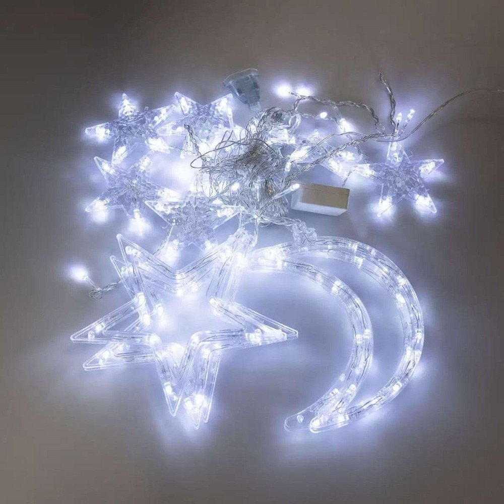 Электрическая гирлянда Звезда штора 3 метра на окно для фотозон белая WYF11W Киев - изображение 6