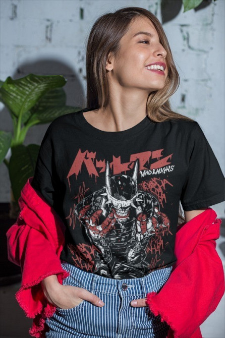 Футболка чоловіча з аніме принтом Батман Вхо Лаугхс Мігхт оверсайз (S/M/L) Чорний AnimeJ0024 Дніпро - фото 3