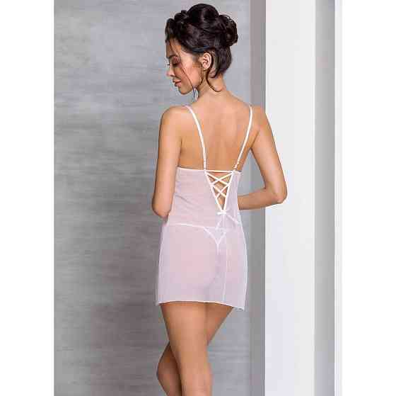 Сорочка с вырезами на груди, стринги Passion LOVELIA CHEMISE S/M, white Sex Aura Киев