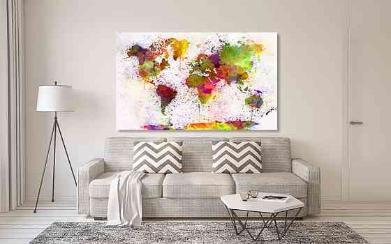 Картина полотно у вітальню / спальню   Мапа Світу     MLP_259 ( 60х30см ) 60x100 см Київ