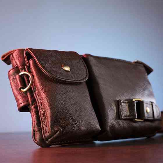 Поясная cумка мужская Vintage 14747 Коричневая Киев