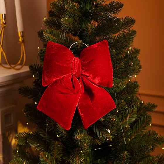 Оксамитовий бант для декору на ялинку 25×35 (см) Бордовий CR-2-4 Київ