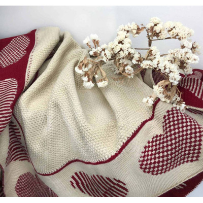 Плед Прованс вязаный Сердца 100х150 см (4823093436794) Винница - изображение 2