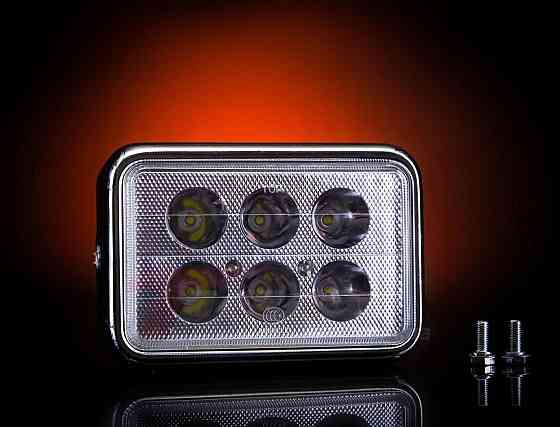 Фара (у зборі) мотоцикл 4T CB125, CG125 (квадратна, LED, 6 дідів, 18W) -2 Мукачево