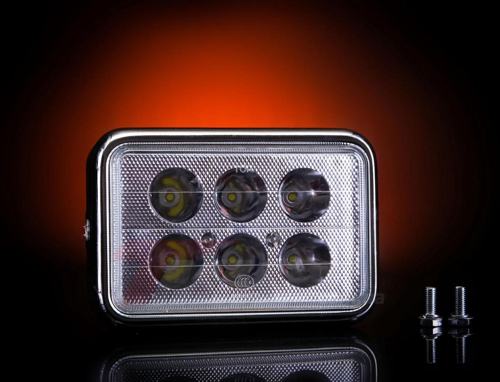 Фара (у зборі) мотоцикл 4T CB125, CG125 (квадратна, LED, 6 дідів, 18W) -2 Мукачево - фото 1