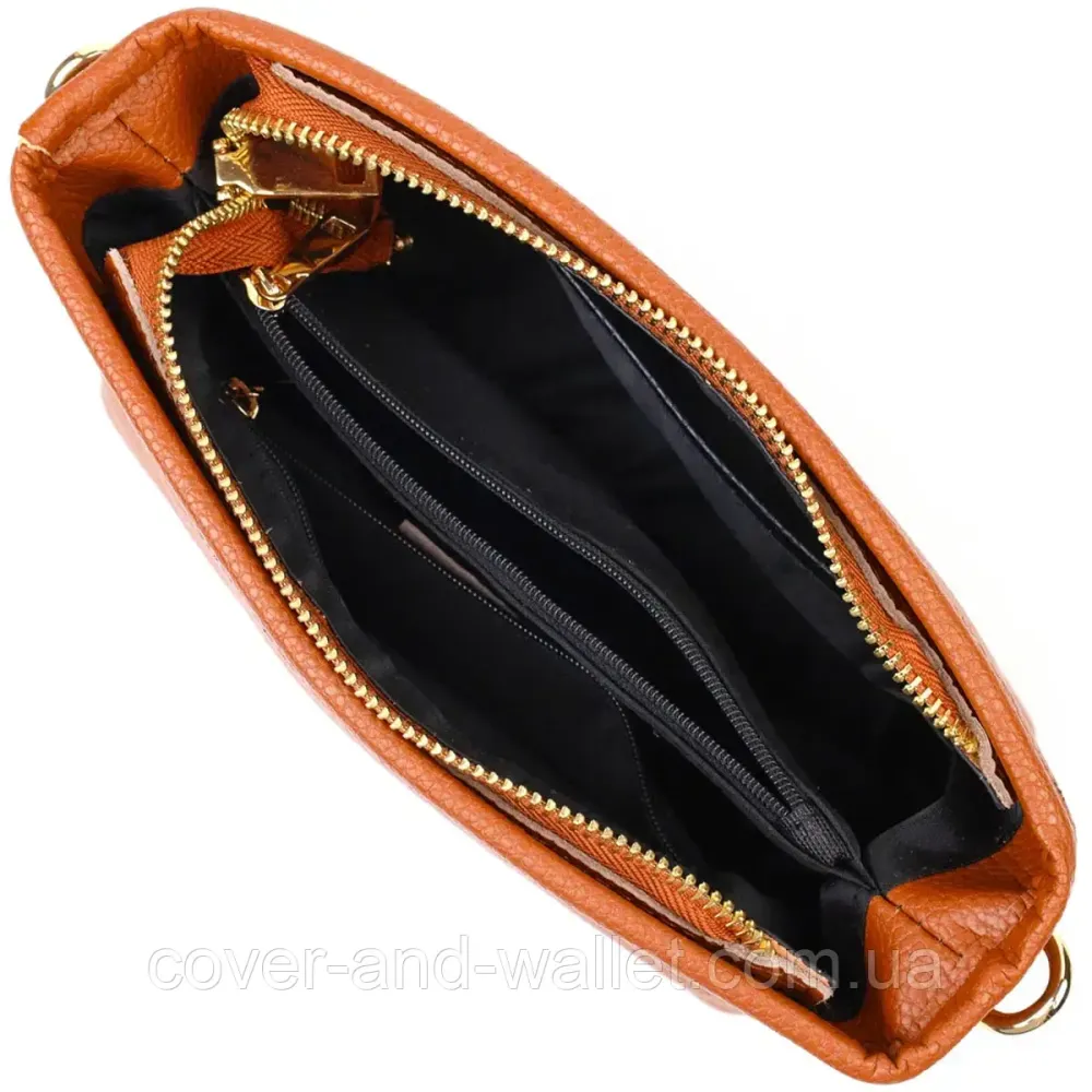 Женская наплечная сумка в оранжевом цвете из натуральной кожи Leather Collection Киев - изображение 4