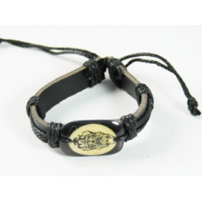 Черный кожаный браслет с камнем Киев - изображение 1
