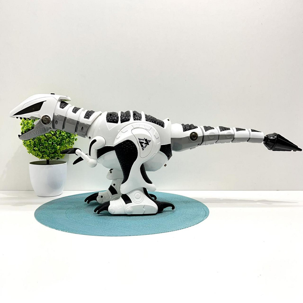 Робот-динозавр на радіокеруванні ходити танцює гарчити реагує на дотик з парою та підсвічуванням 59см Біло-чорний (K29) Чернігів - фото 3
