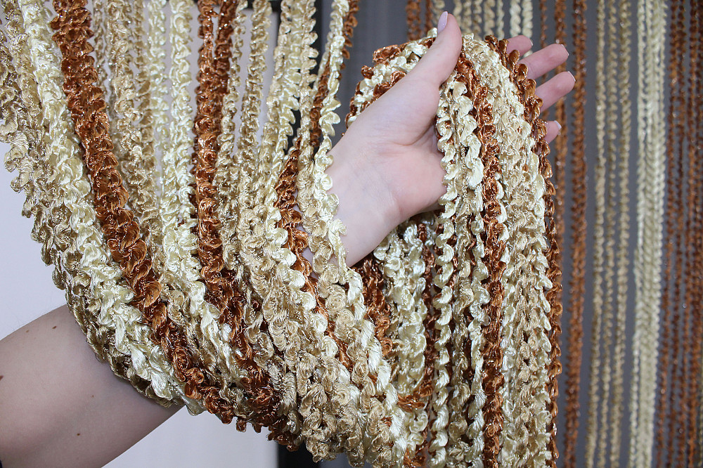 Шторы-нити спираль с люрексом Бежевый с молочно-коричневым 300х300см 1 шт (61-016) Киев - изображение 7