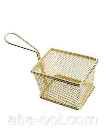 Кошик для подачі снеків прямокутний золотого кольору 13 х 10 х 8 см (шт) Одеса
