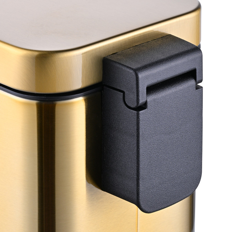 Відро для сміття з плавним закриттям прямокутне Mixxus Premium Quadro-TC0105 Brushed Gold 5 л (колір матове золото) (MI8394) ( ( Харків - фото 8