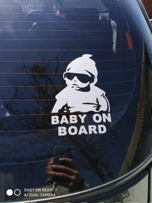 Наклейка на авто Baby on board Белая светоотражающая. Київ - фото 4