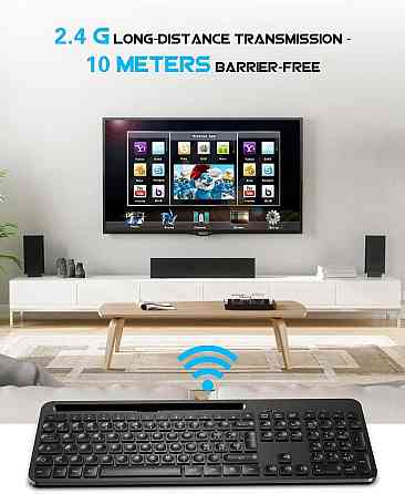 Бездротовий комплект клавіатура та миша TedGem, 2.4G USB, 110 клавіш, слот для смартфона, чорний, дл Київ