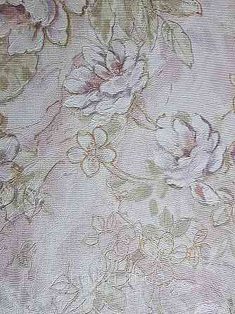 Шпалери метрові вінілові на флізелін Grandeco Poem квіти троянди структурні бузкові зелені на рожевому Київ