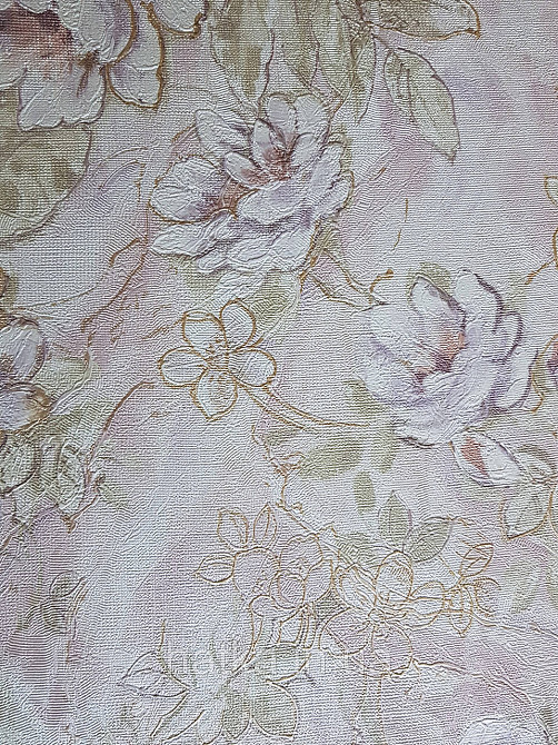 Шпалери метрові вінілові на флізелін Grandeco Poem квіти троянди структурні бузкові зелені на рожевому Київ - фото 2