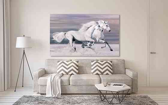 Картина полотно у вітальню / спальню  Пара Коней      MLP_256 ( 60х30см ) 70x140 см Київ