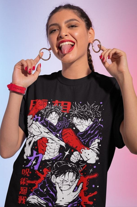 Футболка аниме Магическая битва оверсайз (S/M/L) Черний AnimeJ0849 Днепр - изображение 3