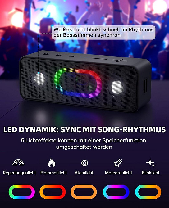 Колонка Ortizan S11 Чорний Bluetooth 5.3 TWS Dual Bass 16W 2600mAh 24H RGB 6 режимів IPX6 AUX FM нічник підсвітка Київ - фото 6