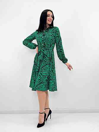 Повседневное платье миди Kate 42-44, Трехнитка начес, Зеленый Киев