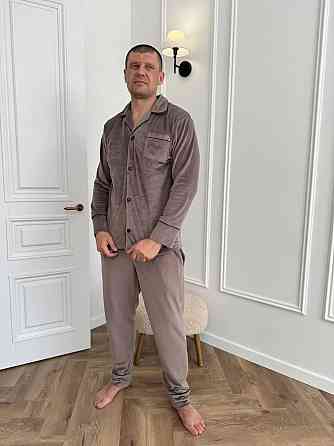 Піжама чоловіча велюрова на ґудзиках Мокко XL Харків