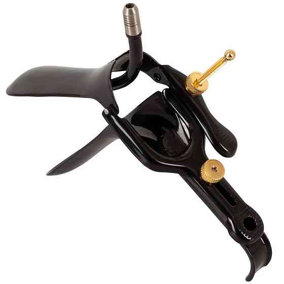 Вагинально-анальное зеркало Fetish Collection Speculum из нержавеющей стали, чёрно-золотое, 15 см Sex Aura Киев