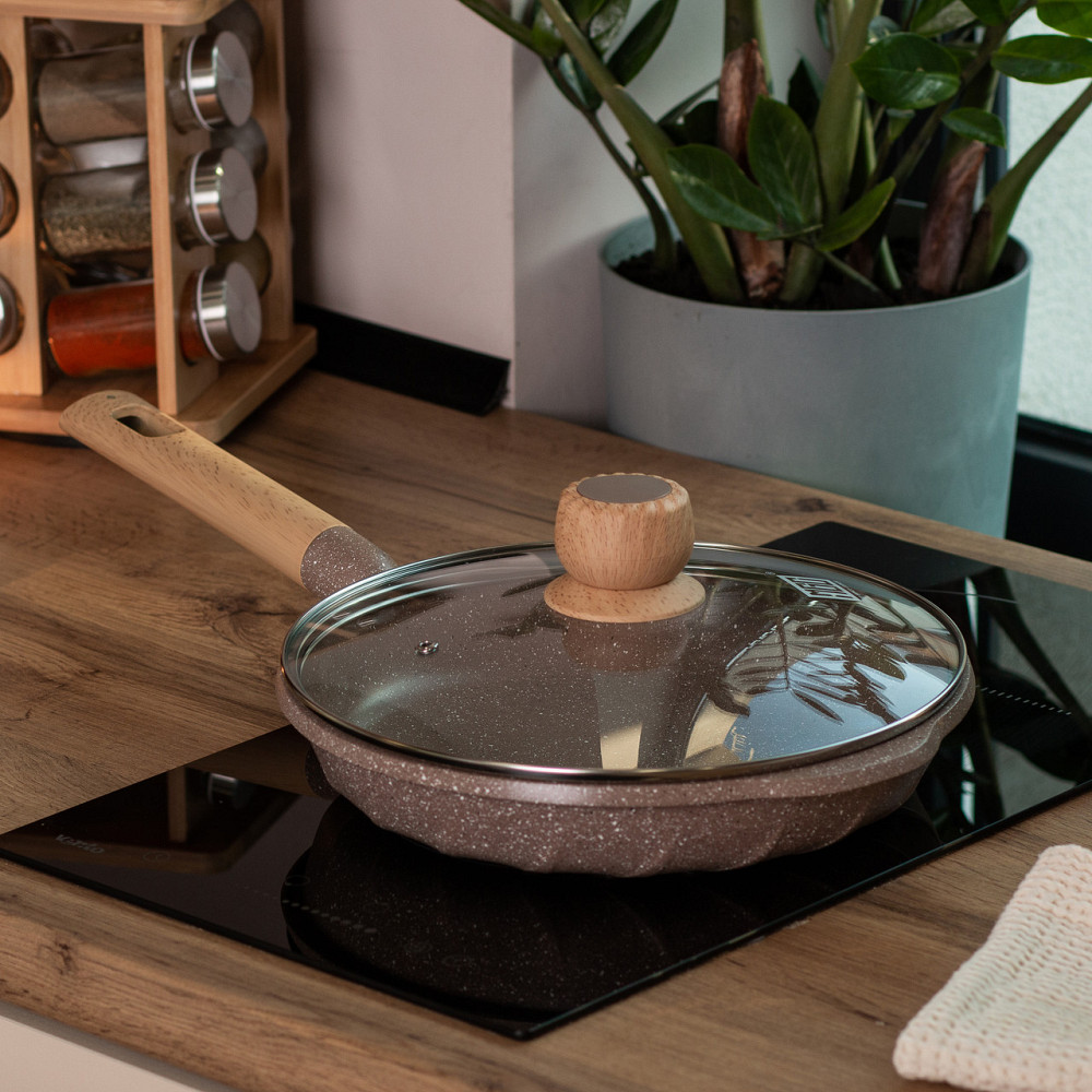 Мармурова алюмінієва сковорода з антипригарним покриттям Ø 26 см бежева MGC HP-4-424CO Коломия - фото 6