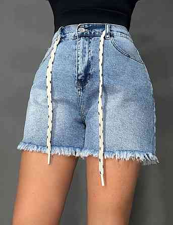 Шорты женские джинсовые Vanver 2057 с резинкой на талии и шнурком голубые, голубой, З6, 36, 99 см, 124 см Киев