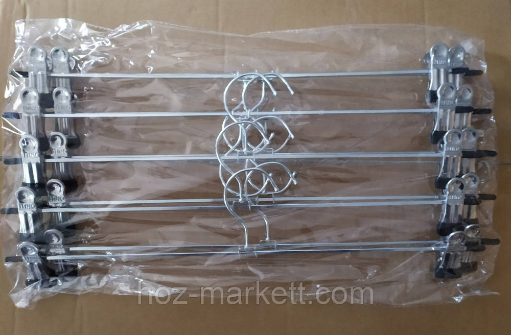 Плечики вішалки (тремпеля) брючні хромовані прищіпка та гачок 40 см 10 шт. в уп Харків - фото 5