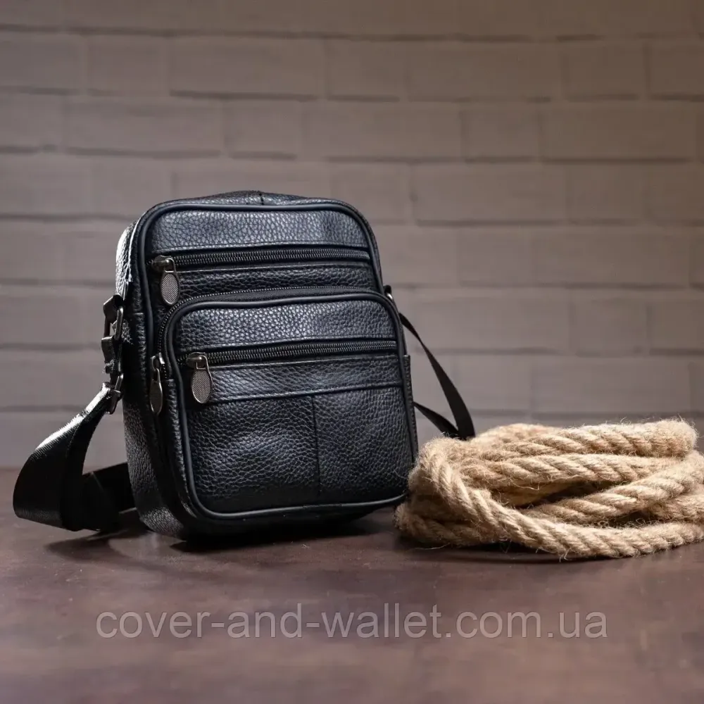 Небольшая мужская вертикальная сумка мессенджер из натуральной кожи Vintage Киев - изображение 9