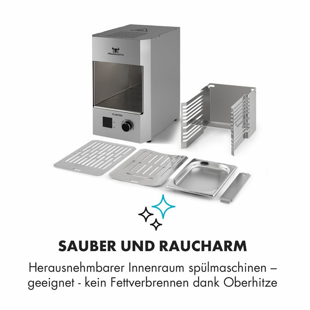 Стейк-реактор 2.0 - версия из нержавеющей стали - гриль для помещений, высокотемпературный гриль 1600 Вт, 850 Ровно - изображение 8