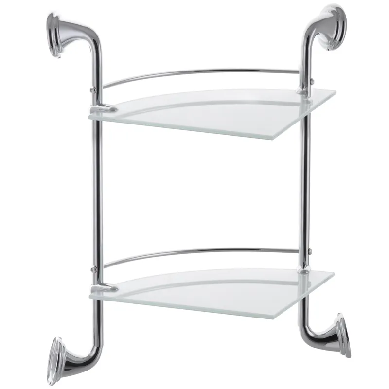 Стеклянная двухъярусная угловая полка для ванной Zerix LR1507-2 (LL1408) Харьков - изображение 1
