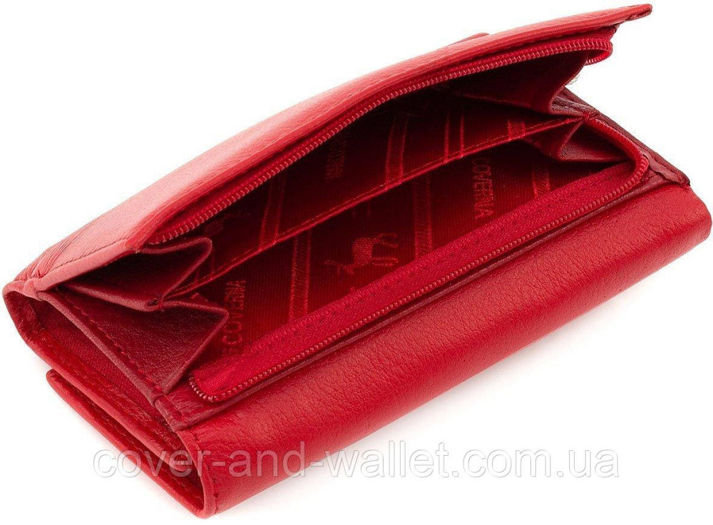 Червоний жіночий гаманець середнього розміру на магнітах Marco Coverna MC 1418 Київ - фото 8