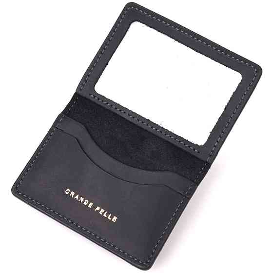 Надійна обкладинка на автодокументи у вінтажній шкірі Чорна (GRANDE PELLE) Київ