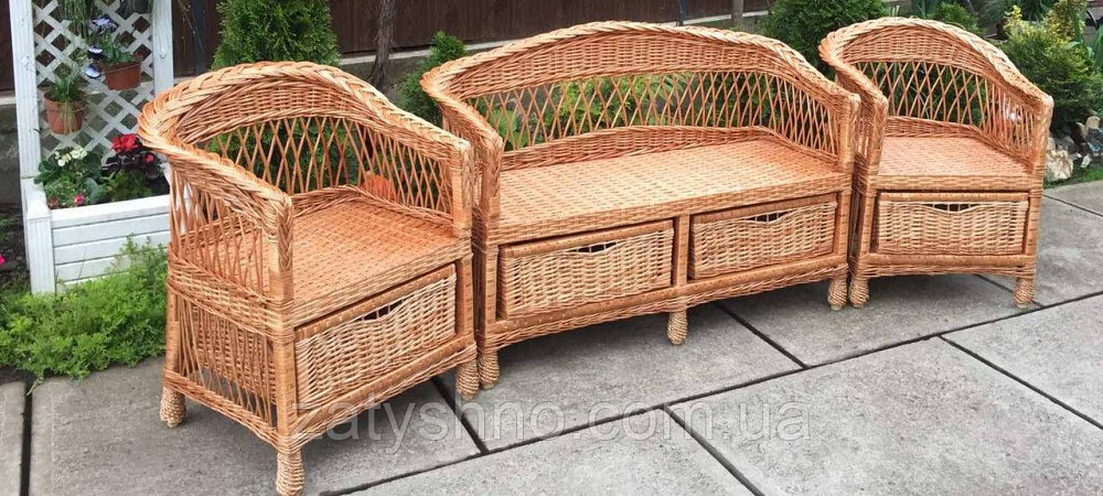 Плетеная мебель с шуфлядами|  Комплект плетеной мебели с журнальным столом  | мебель из лозы с низко Киев - изображение 6