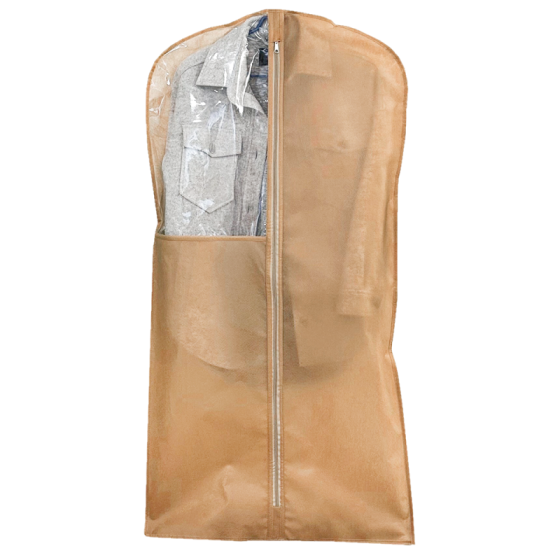 Чехол для верхней одежды с прозрачной ПВХ вставкой 120х60 см HCh-120-beige (Бежевый) Сумы