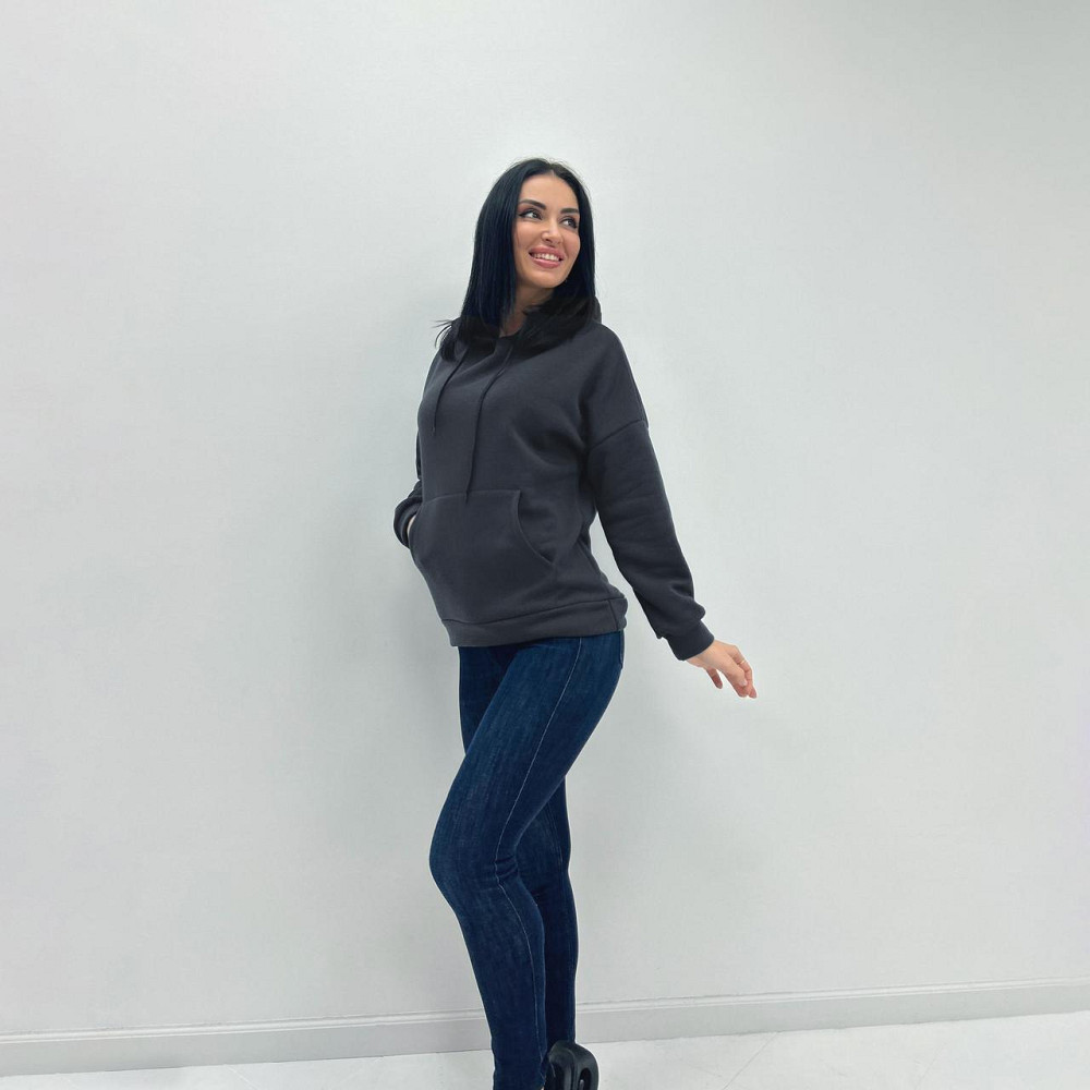 Однотонний батник з капюшоном "Kerry" оптом | Норма і батал Графіт, 50-52 Київ - фото 2