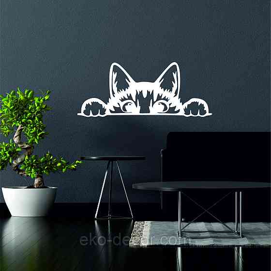 Декоративное настенное 3D Панно «Кот» Декор на стену с объемом (цена за 1 шт) 70*28 см, Белый Киев