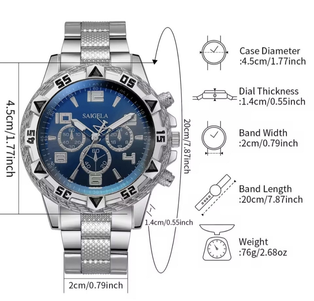 Годинник чоловічий сріблястий зі сріблястим циферблатом у подарунковій коробці Сміла - фото 3