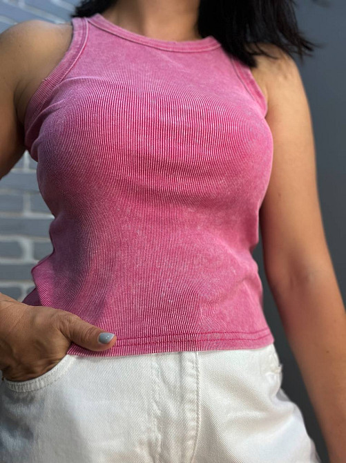 Майка жіноча YI FANG 501-2733 варена рубчик порізані шви one size, рожевий, one size Київ - фото 14