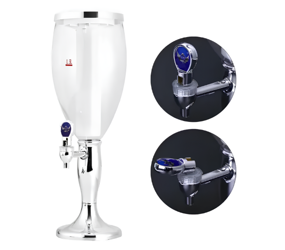 Резервуар для пива RESTEQ 1,5 л з підсвіткою та льодом — пивний дозатор, штоф, пивна вежа, декоративний кубок Київ