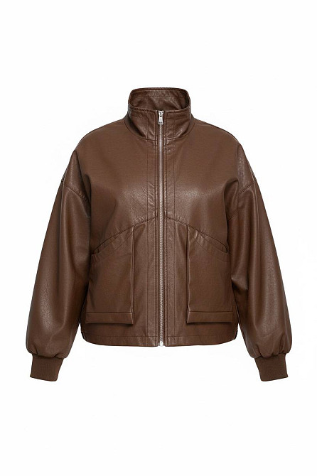 Куртка жіноча Buosc Hisae 80901 з екошкіри оверсайз бомбер коричнева, коричневий, M Київ - фото 5